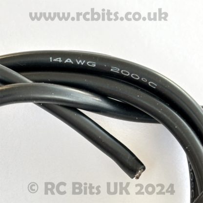 Close-up of Black 14AWG Soft Silicon Wire