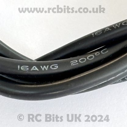 Close-up of Black 16AWG Soft Silicon Wire